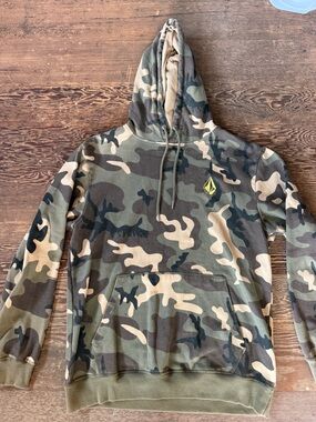 Volcom Olive and Black Camo Hoodie with Logo Tag